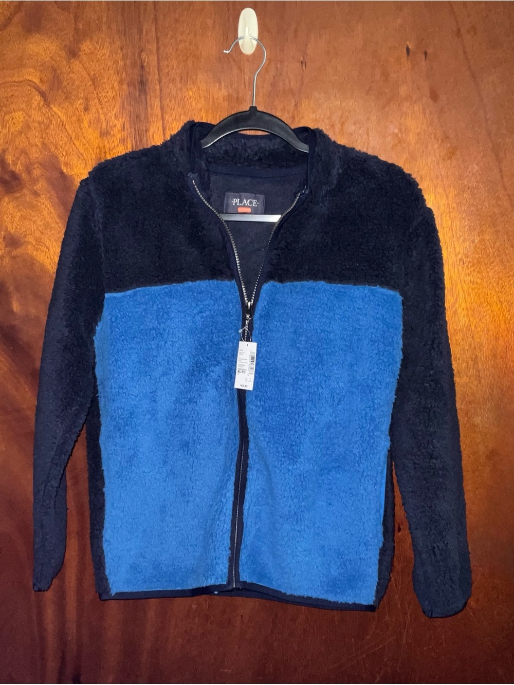 The Children's Place Black and Blue Colorblock Sherpa Zip Jacket